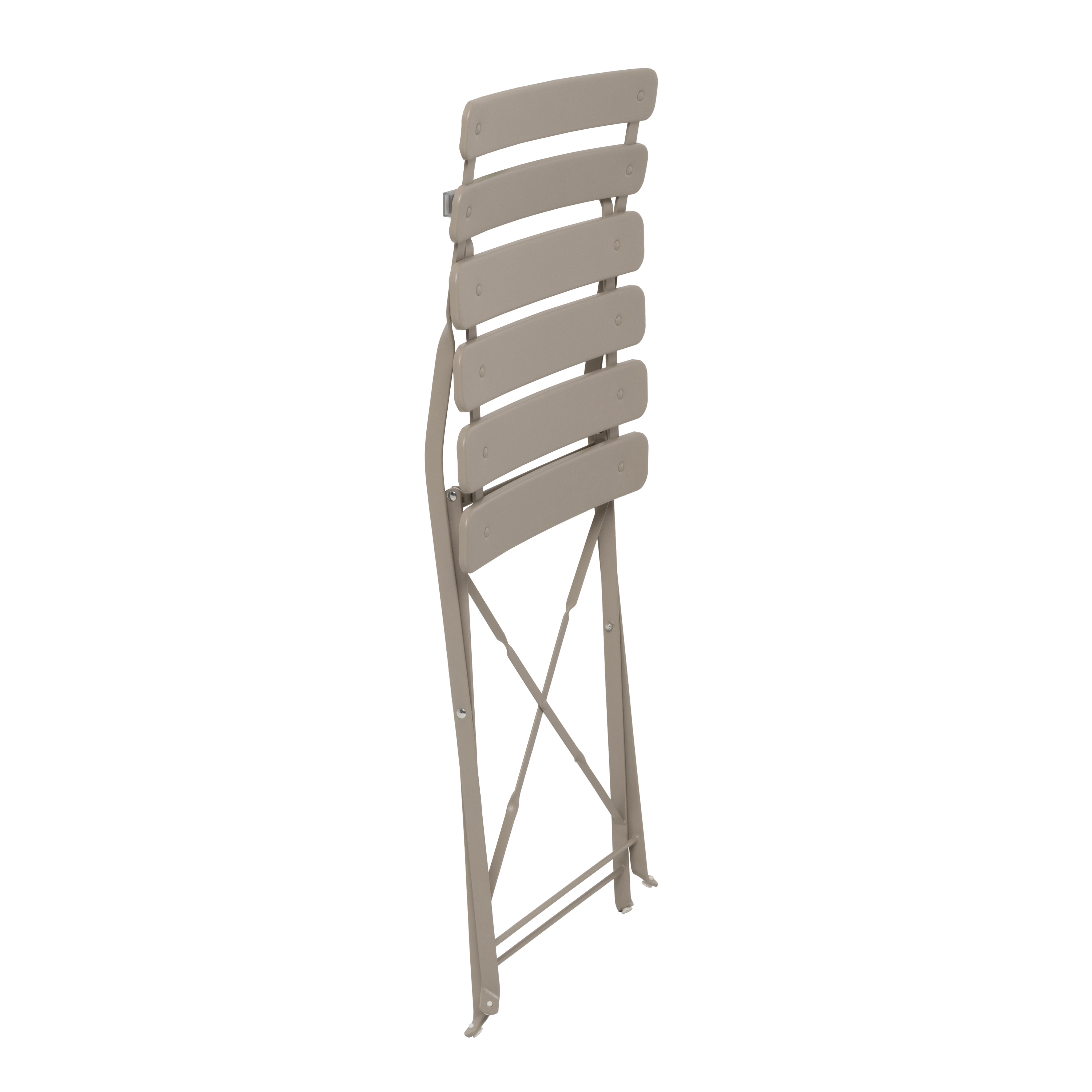 VESTIAMO CASA GIARDINO - Set giardino Bistrot tavolo 60x60 cm e 2 sedie pieghevoli in acciaio Tortora